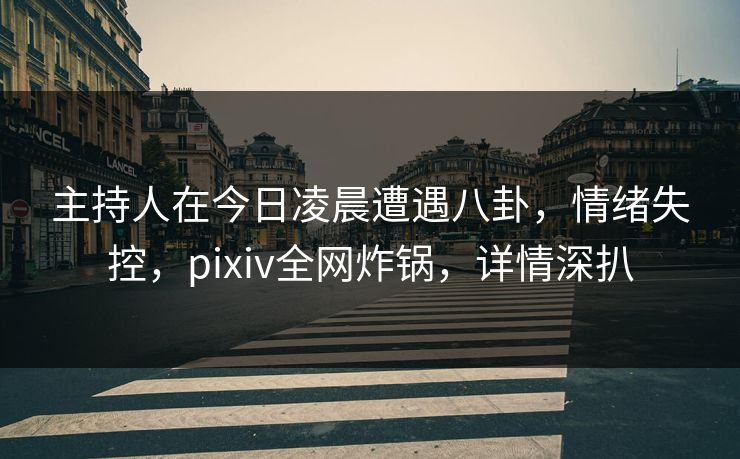主持人在今日凌晨遭遇八卦，情绪失控，pixiv全网炸锅，详情深扒