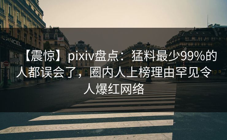 【震惊】pixiv盘点：猛料最少99%的人都误会了，圈内人上榜理由罕见令人爆红网络