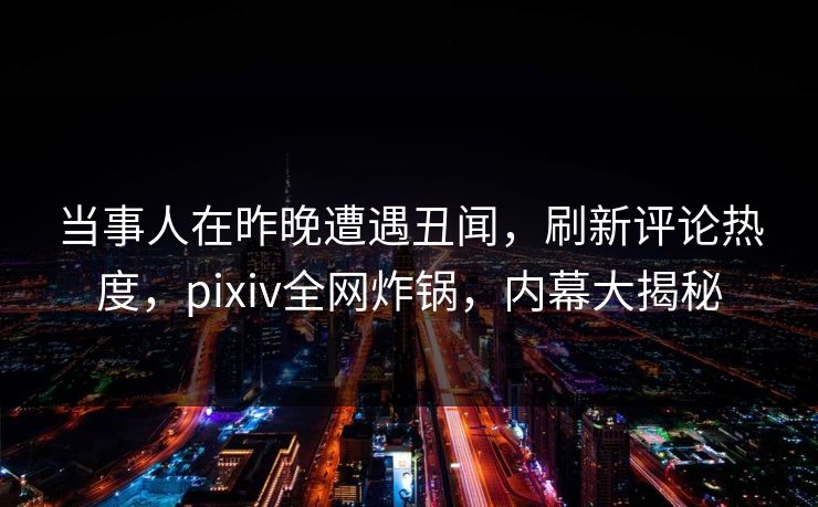 当事人在昨晚遭遇丑闻，刷新评论热度，pixiv全网炸锅，内幕大揭秘