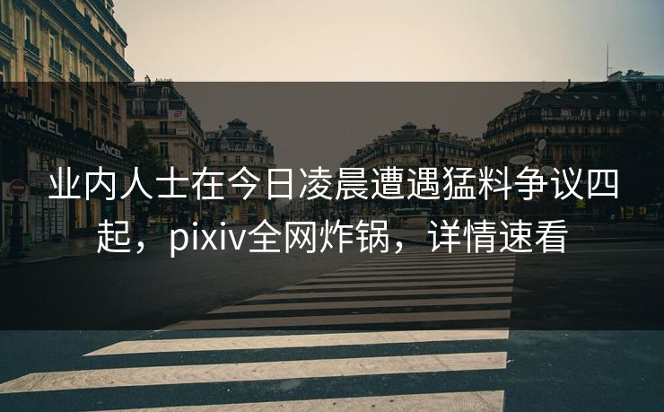 业内人士在今日凌晨遭遇猛料争议四起，pixiv全网炸锅，详情速看