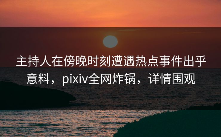 主持人在傍晚时刻遭遇热点事件出乎意料,pixiv全网炸锅,详情围观
