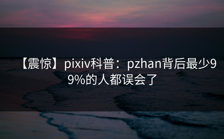 【震惊】pixiv科普：pzhan背后最少99%的人都误会了