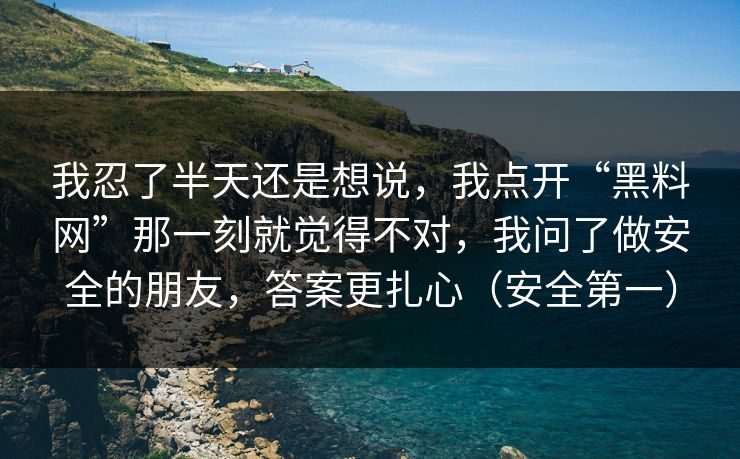 我忍了半天还是想说，我点开“黑料网”那一刻就觉得不对，我问了做安全的朋友，答案更扎心（安全第一）