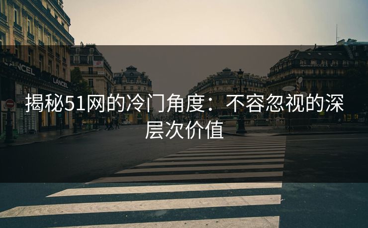 揭秘51网的冷门角度：不容忽视的深层次价值
